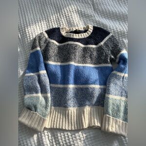 Talbots Blue and Gray Striped Sweater Size Small